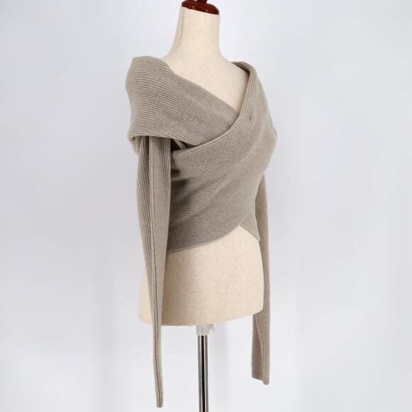 Altuzarra Women Ivory Wool Knit Mimi Off-the-Shoulder Front Cross Sweater Size M - Picture 6 of 8